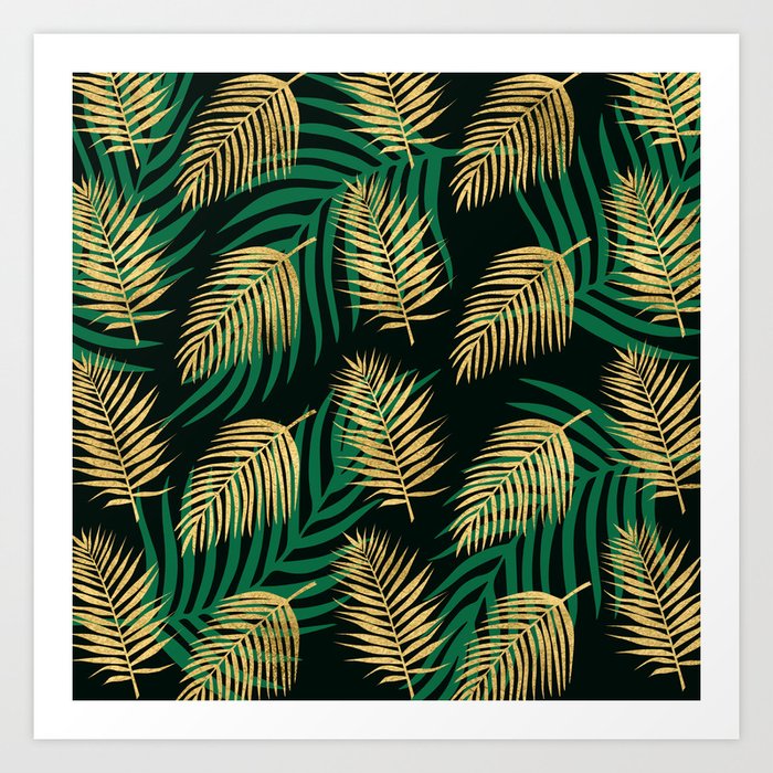 Green Palm Leaf Pattern 03 Art Print