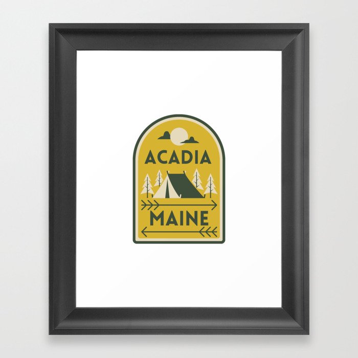 Acadia National Park Maine Camping Tent Vintage Travel Framed Art Print