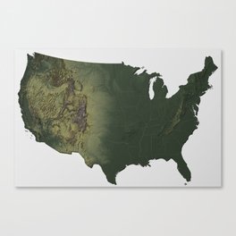USA Terrain Map Canvas Print