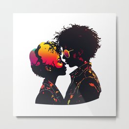  Colorful and Romantic African Couple Valentines Gift, Perfect Anniversary Present, Fun Pop Funk Metal Print | Boyfriend, Forgirlfriend, Forher, Forpartner, Abstract, Graphicdesign, Meaningfulgift, Husband, Wife, Blackhistorymonth 
