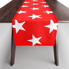 Stars (White & Red Pattern) Table Runner