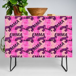 pattern with the name Emma in pink colors and watercolor texture Credenza