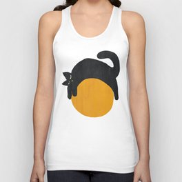 Cat with ball Unisex Tanktop | Adorable, Cute, Play, Sloth, Painting, Simple, Cat, Kitten, Curated, Cartoon 