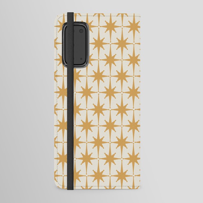 Midcentury Modern Atomic Starburst Pattern in Cream and Muted Mustard Gold Android Wallet Case