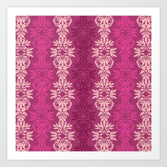 Batik Damask_Pink Art Print