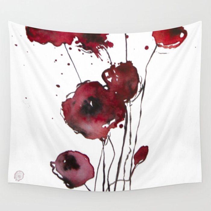 Red Poppies Wall Tapestry