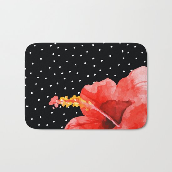 Tropical flower on dots Bath Mat