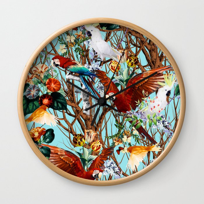 Floral and Birds XXX Wall Clock