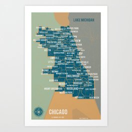 City of Chicago Map Art Print