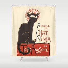 A French Ninja Cat (Le Chat Ninja) Shower Curtain