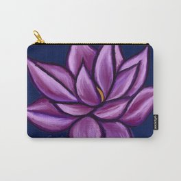 Pink Lotus on Navy Carry-All Pouch