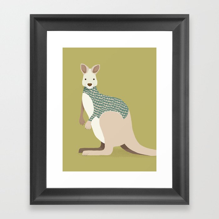 Whimsical Kangaroo Framed Art Print