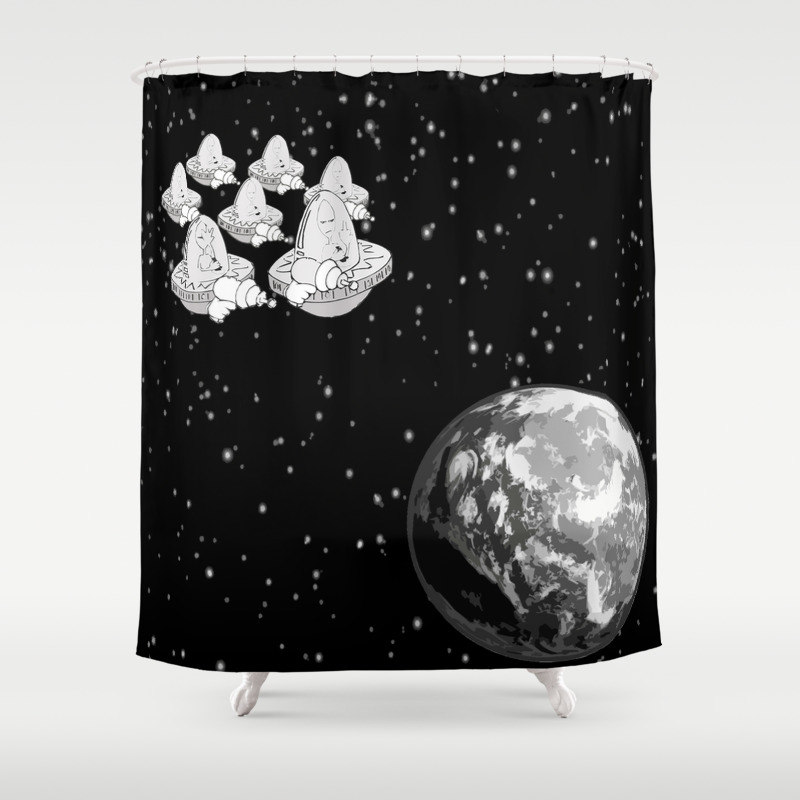 Alien Invaders Shower Curtain By Abuelozapatilla Society6