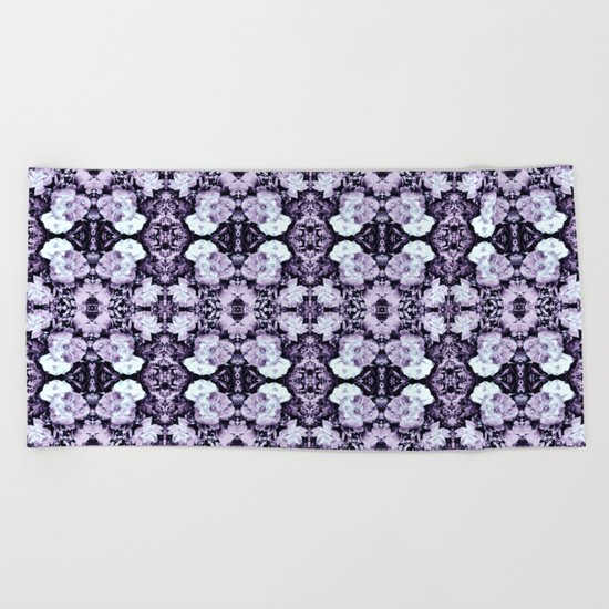 Violet Roses Seamless Pattern Beach Towel