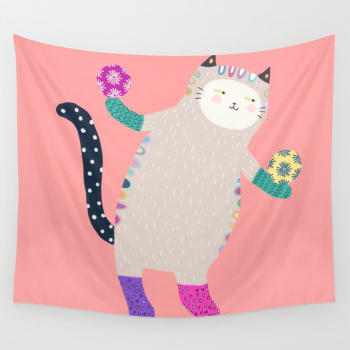 plAyful cAt Wall Tapestry