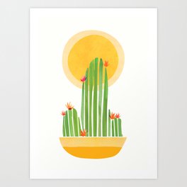 Golden Summer Cactus Art Print