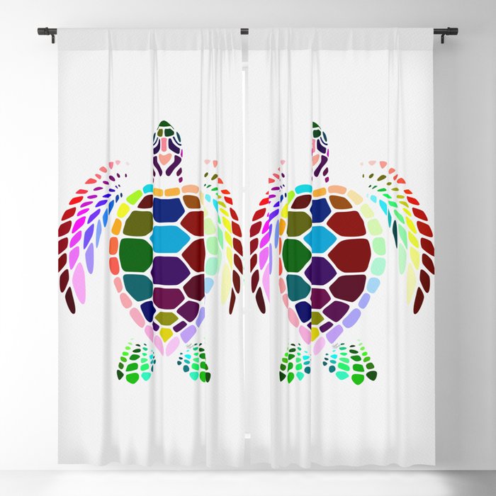 Colorful Turtle Illustration Blackout Curtain