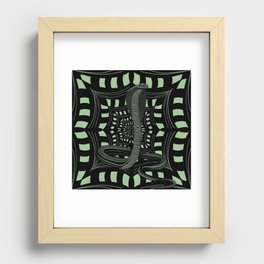 Hypno snake on black and green Recessed Framed Print