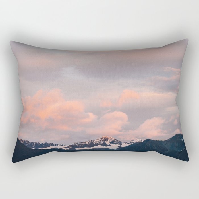 Alaskan Mountain Sunset (Pink) II Rectangular Pillow