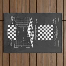 Chess Checkerboard Antique Patent Outdoor Rug
