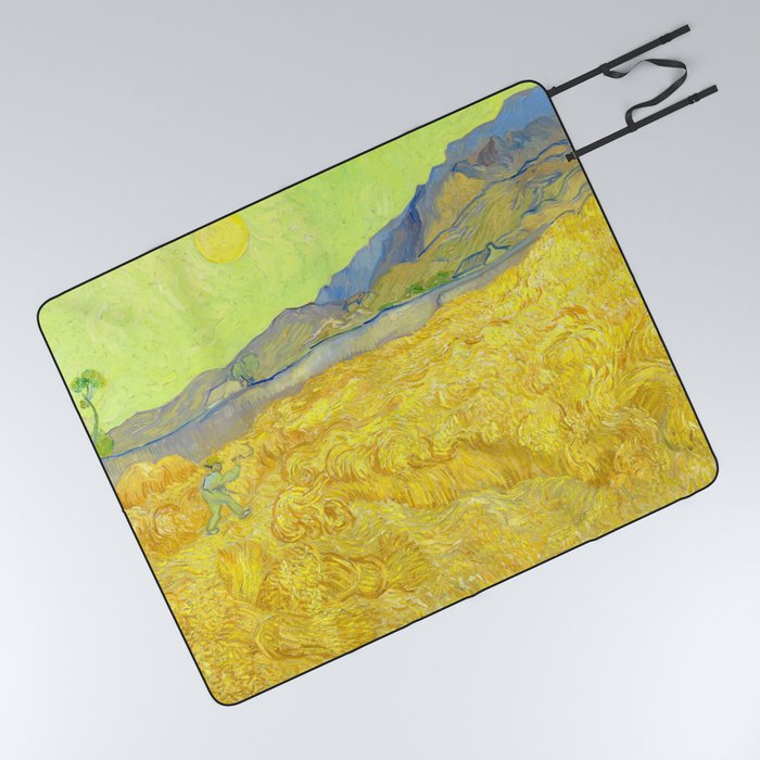 Vincent van Gogh "Wheatfield with a reaper" Picnic Blanket