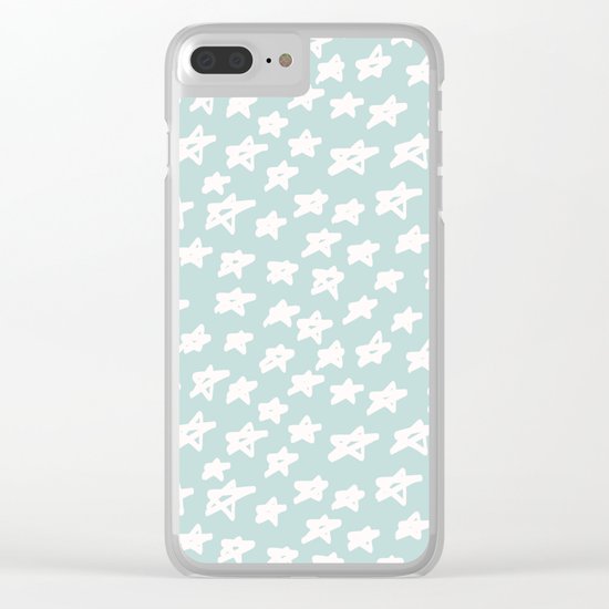 Stars on mint background Clear iPhone Case