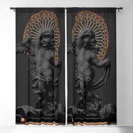 No2 in Black Antique Statues Trio Blackout Curtain