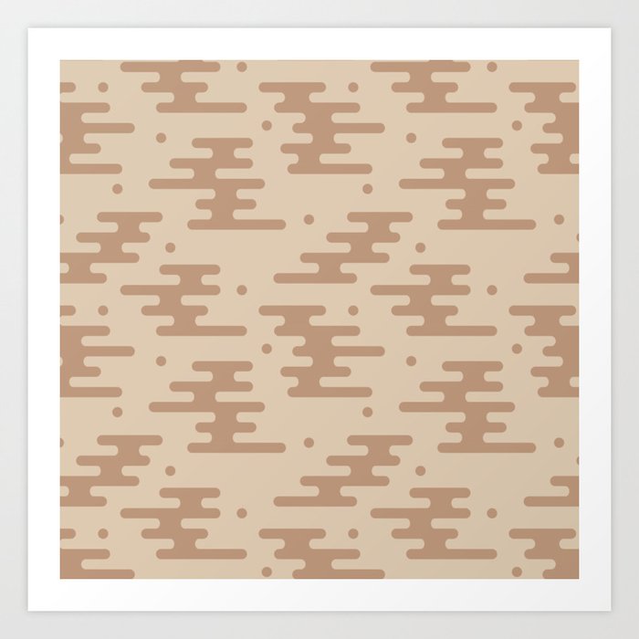 Abstract Waves pattern taupe Art Print
