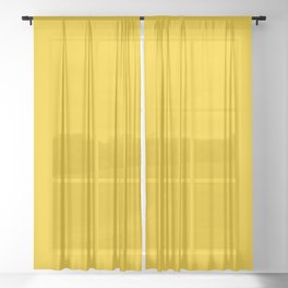 Bright Yellow-Orange Solid Color Pantone High Visibility 13-0751 TCX Shades of Yellow Hues Sheer Curtain