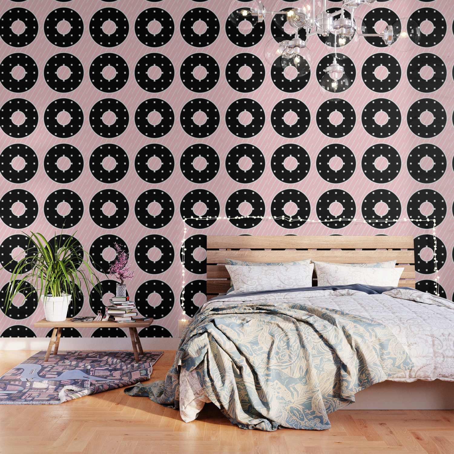 Geometric Pink Donut Wallpaper By Basilissa Society6