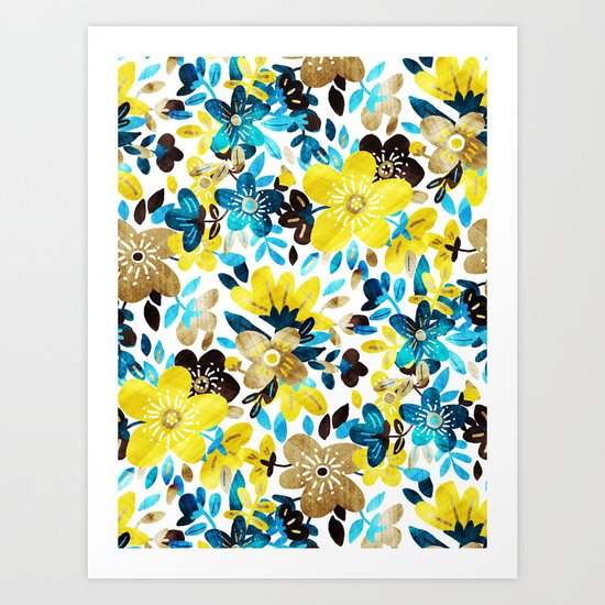 Happy Yellow Flower Collage Art Print