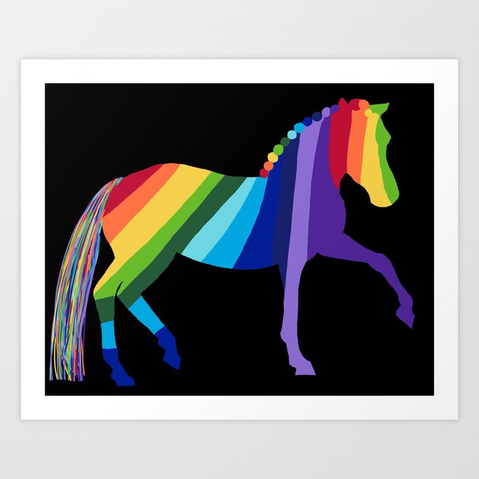 Rainbow Dressage Horse Piaffe 1 Art Print