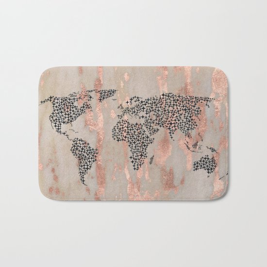 Star Map on Rose Gold Marble Bath Mat