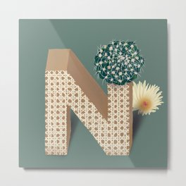 Vase N Notocactus Metal Print | Lettern, Cactus, Digital, Vase, Alphabet, N, Drawing, Curated, Illustration, Texture 