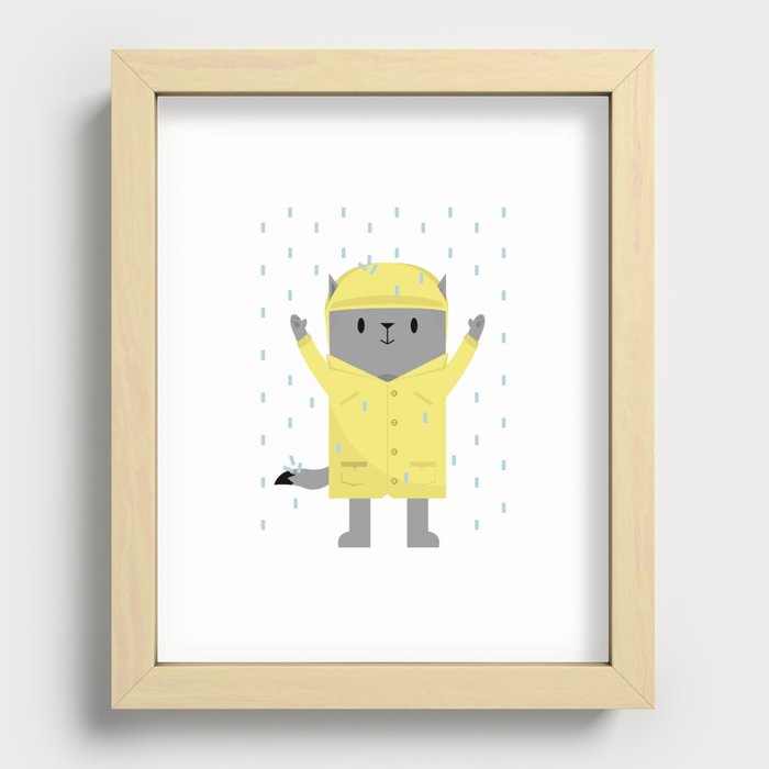 Cat in the Rain Recessed Framed Print