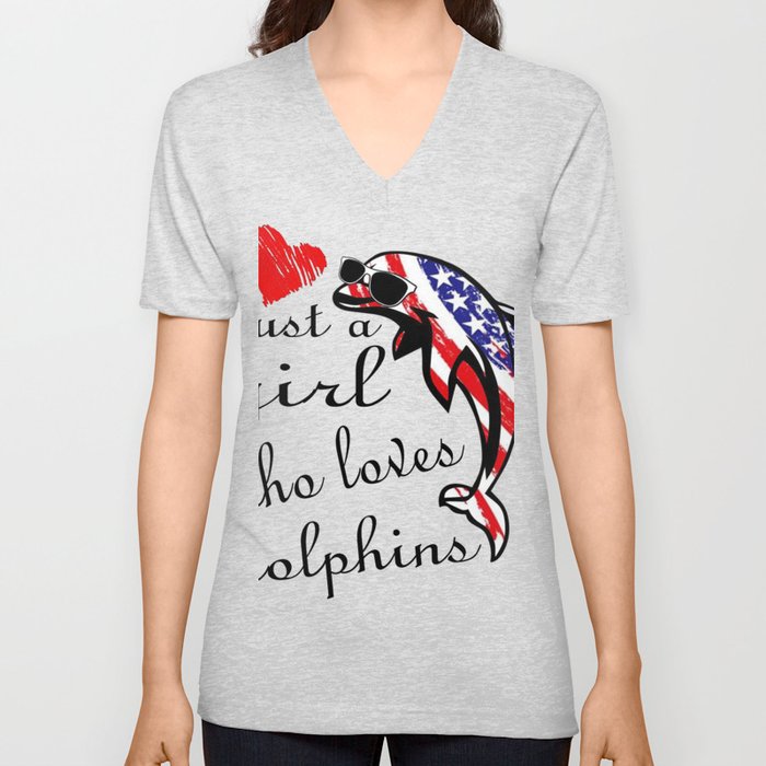 just a girl who loves dolphins V Neck T Shirt