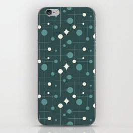 Mid Century Modern Abstract Pattern 31 in Teal, Charcoal and Cream iPhone Skin