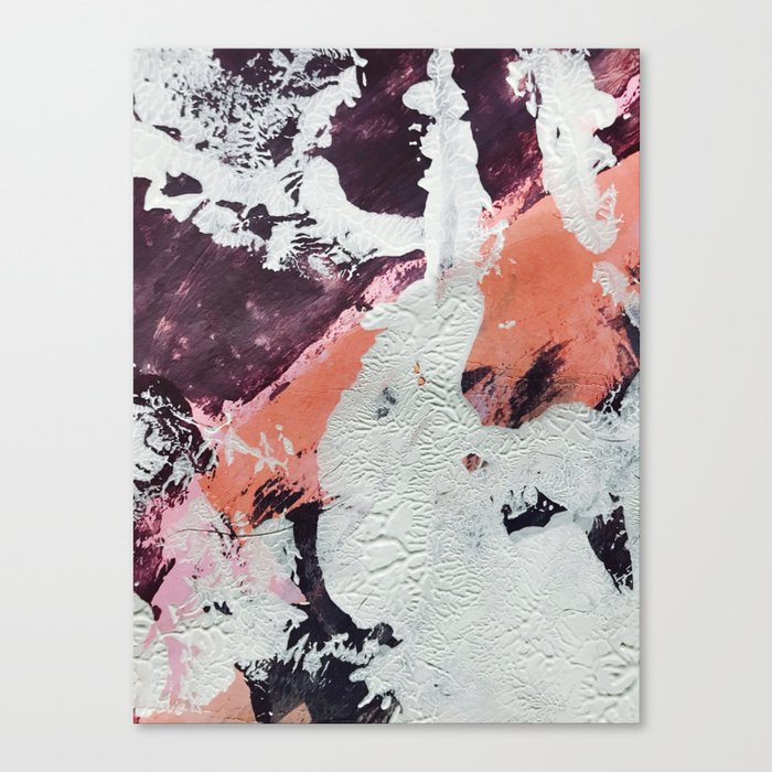 Taboo: a vibrant, abstract, mixed-media piece in purple, orange, and light blue Canvas Print