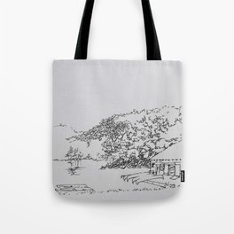 Boathouse Pen and Ink Drawing Tote Bag