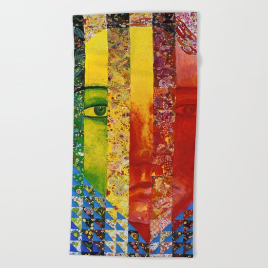 Conundrum I - Abstract Rainbow Goddess Beach Towel