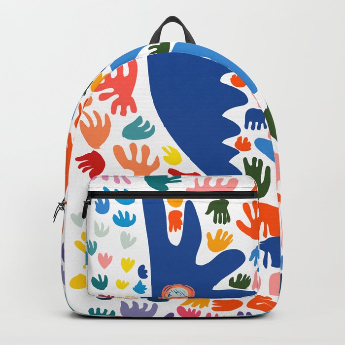 Two Blue Faces Abstract Joyful Pattern Art Decoration Emmanuel Signorino Backpack