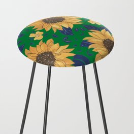 Sunflower in Green Counter Stool