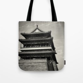 China Photography - Chinese Temple In Black And White Tote Bag