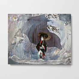 Out of the Cave, Into the Storm, the Hero Prepares for the Next Battle Metal Print | People, Other, Battle, Vintage, Mixed Media, Nature, Storm, Japanese, Warrior, Collage 