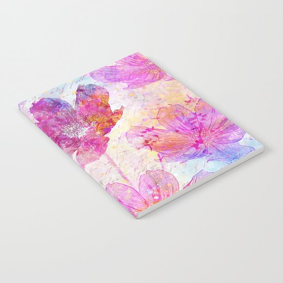 colorful Flowers mixed media art Notebook