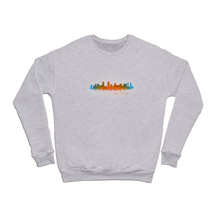 San Diego California City Skyline Watercolor v0 Crewneck Sweatshirt