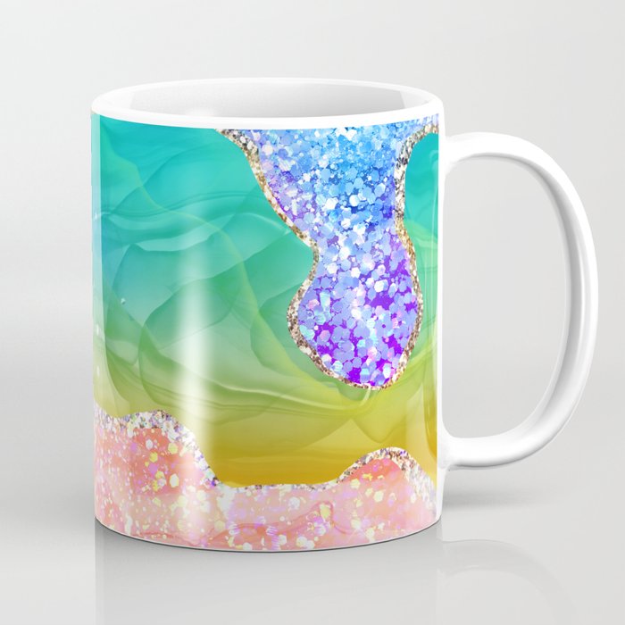 Vibrant Rainbow Glitter Agate Texture 03 Coffee Mug