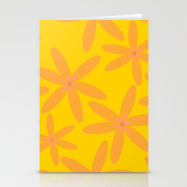 Orange Petals Yellow Background #decor #society6 #buyart Stationery Cards