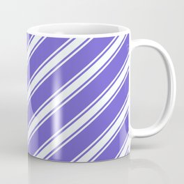 [ Thumbnail: Slate Blue & Mint Cream Colored Pattern of Stripes Coffee Mug ]