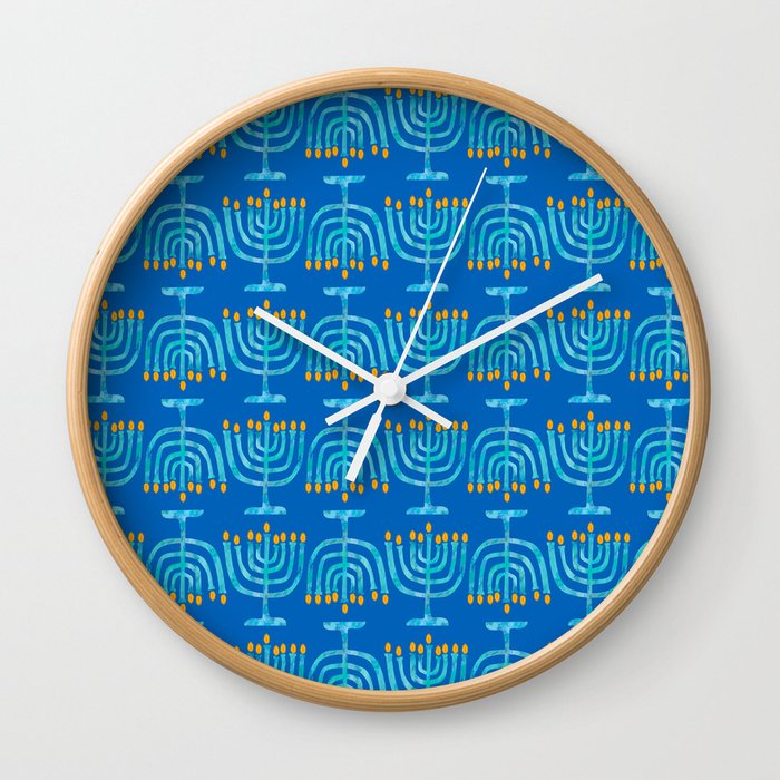 Menorah for Hanukkah Wall Clock